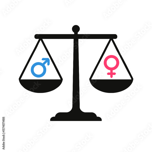 Gender Equality Balanced Scale with Male & Female Symbols