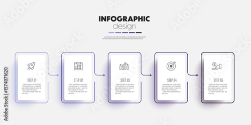 Timeline infographic design template with hexagon 5 step fpr presentation