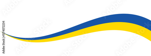 Blue and Yellow colored curved border background, as the colors of Ukraine flag. Flat design illustration.	