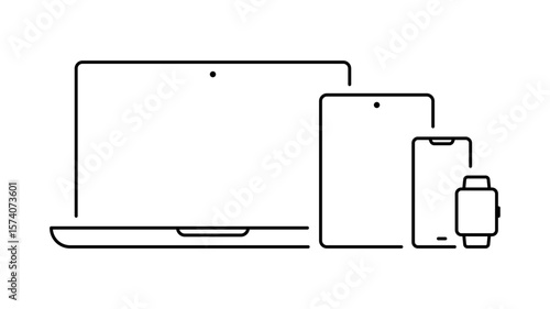 Laptop, tablet phone and watch icon. Electronic technology devices