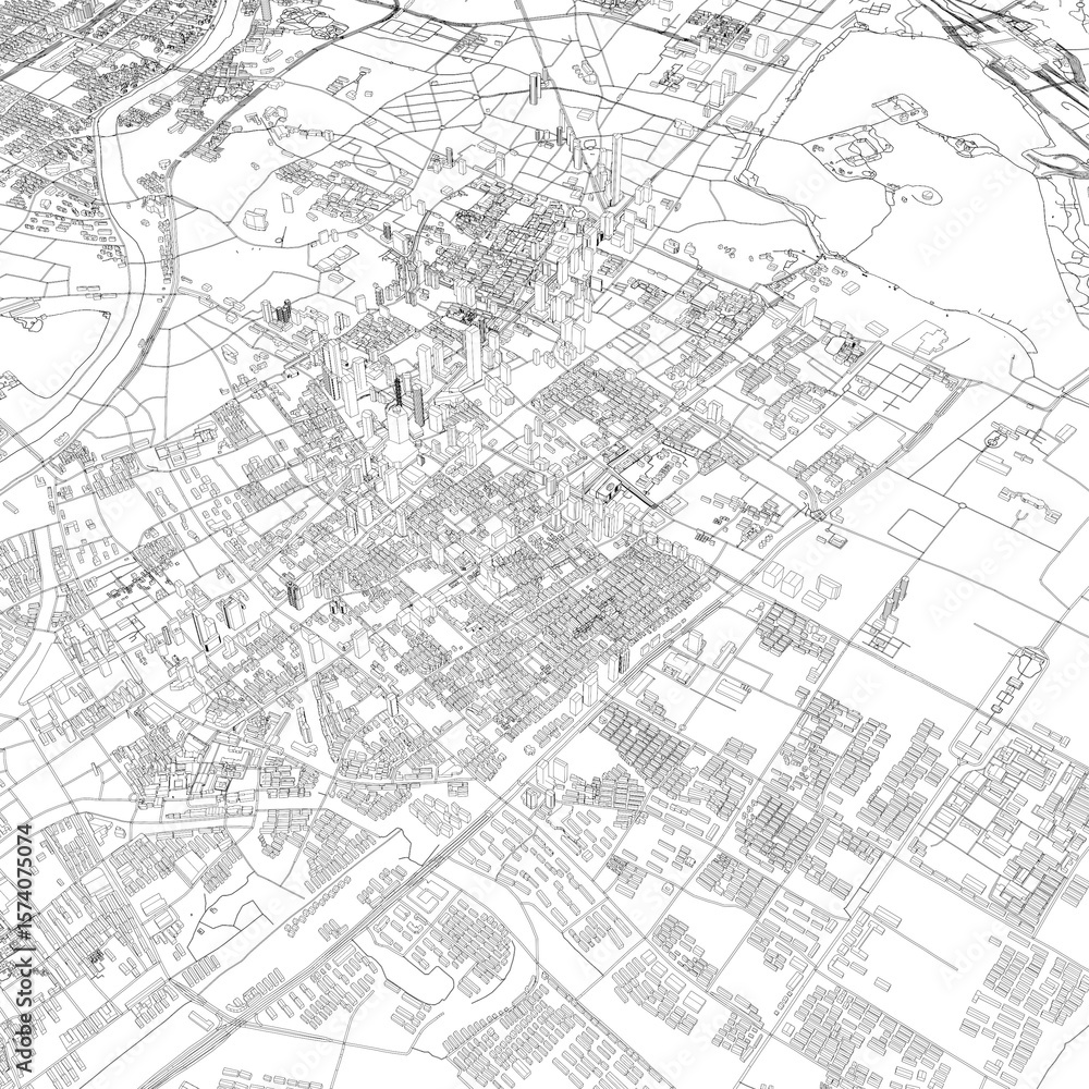 Fototapeta premium 3D illustration of city and urban in Nanjing China