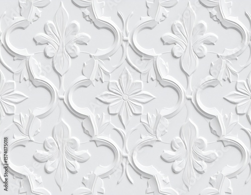 Seamless Embossed Wallpaper Texture in Monochrome Luxury Hotel Style