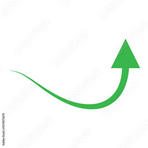 Green arrow vector illustration: a dynamic 3D icon symbolizing business growth, financial success, and upward progress