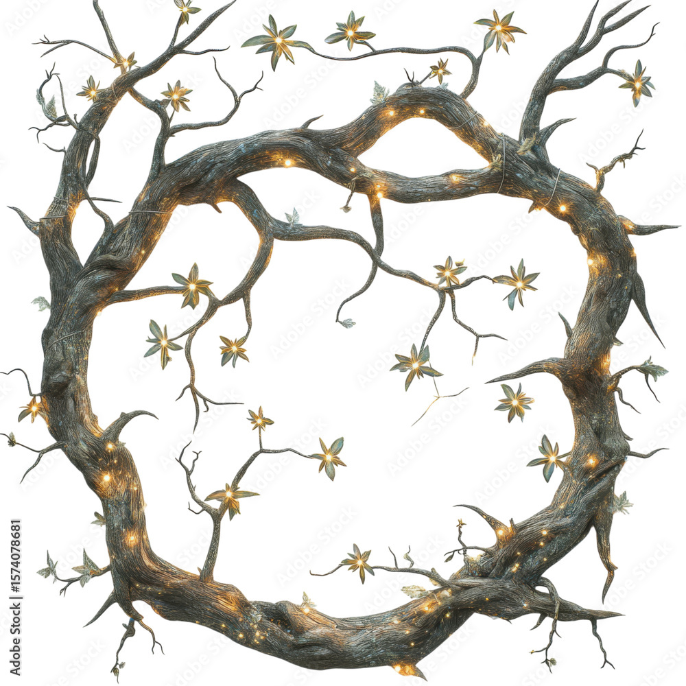 Fototapeta premium glowing fantasy tropical vines with bioluminescent flowers