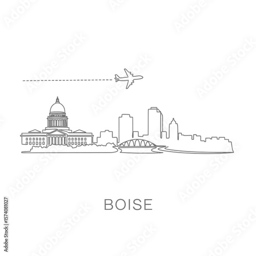 Boise Idaho Skyline with Plane Minimalist.