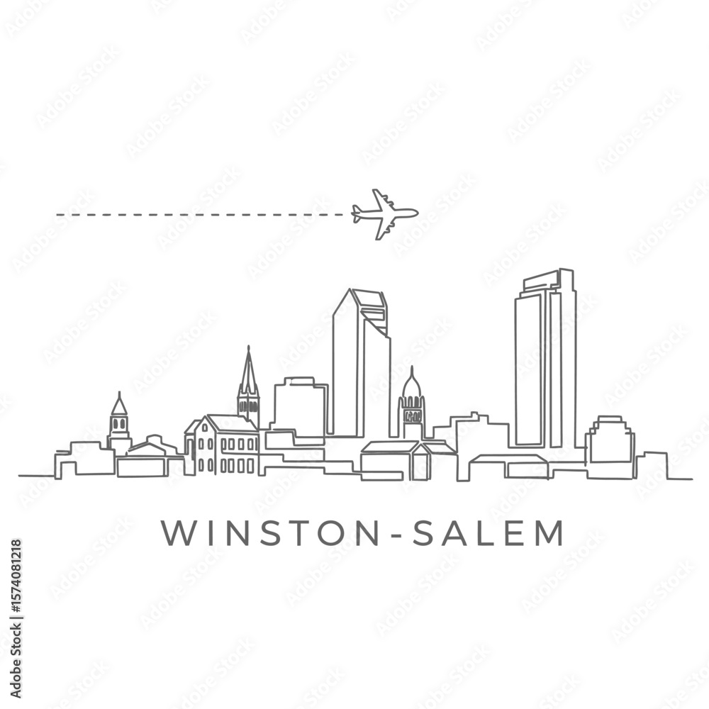 Naklejka premium WinstonSalem Skyline Minimalist Vector.