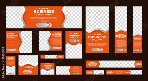 Digital Business agency web set banner design for social media posts. vector abstract background and marketing agency templates.