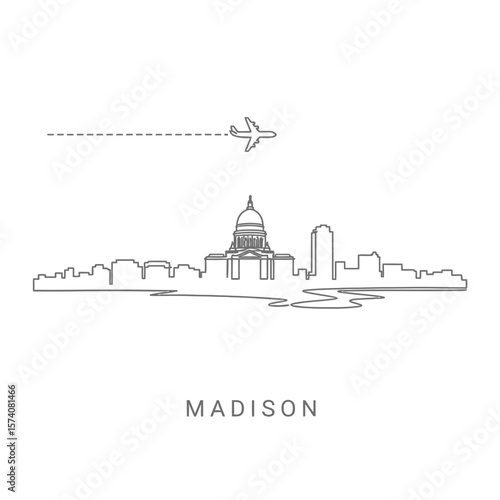 Madison Wisconsin Skyline Plane vector icon.