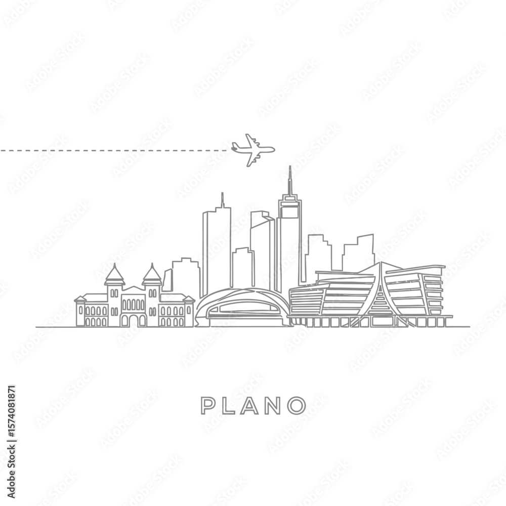 Obraz premium Plano Texas Skyline Minimalist design.