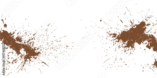 Coffee beans on white, with a splash of black ink and grunge texture