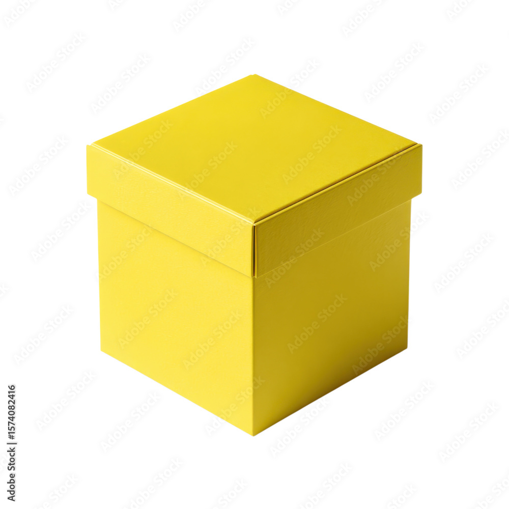 Fototapeta premium A yellow box with a lid on Transparent Background.