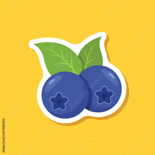 Blueberry fruit paper sticker icon in flat style. Bilberry vector illustration on isolated background. Sweet berry sign business concept.