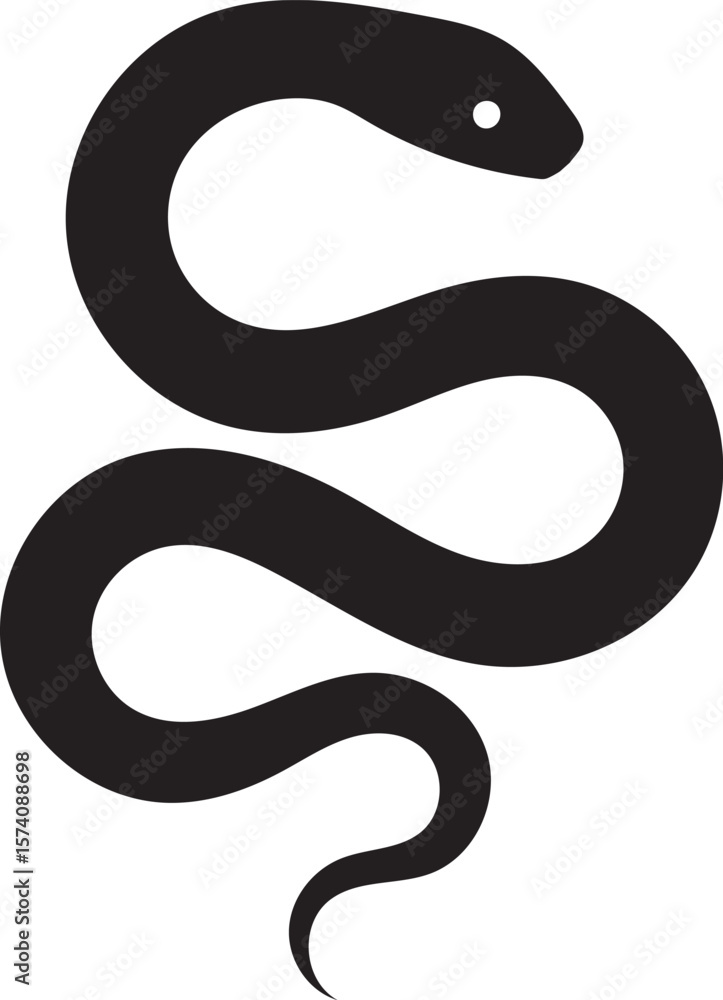 Fototapeta premium snake black silhouette vector, Simple silhouette Design vector icon with white background. Halloween clipart illustration