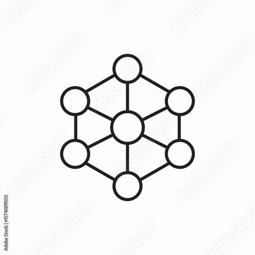 network connection hexagon icon vector sign