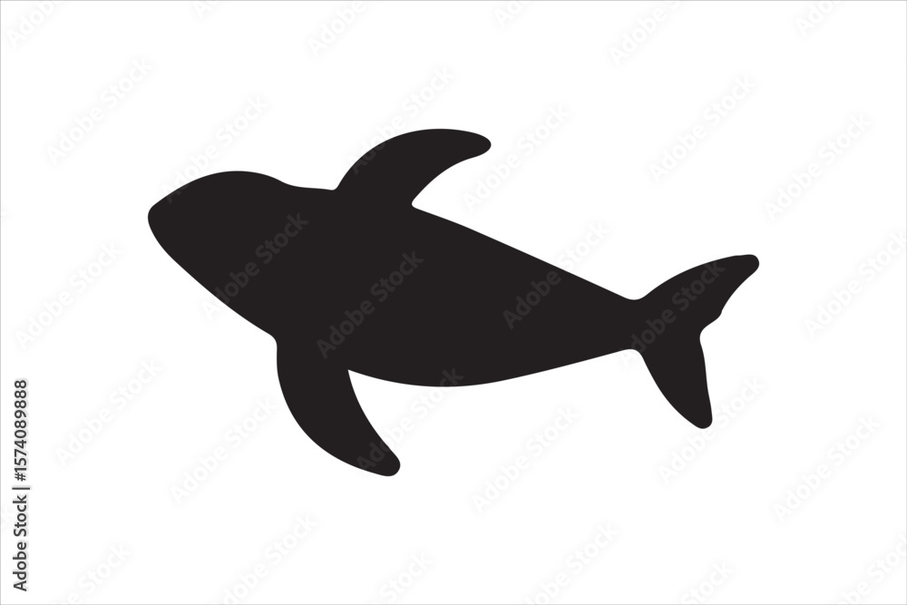 Fototapeta premium Sea Animals Silhouette Vector Set 