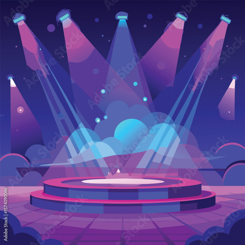 Stage spotlights blue purple haze vector