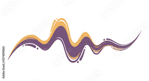 Abstract wavy design featuring flowing lines in shades of purple and gold.