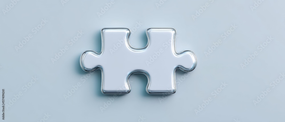 Obraz premium Puzzle piece symbolizing connection and problem solving in minimalist design digital art creative workspace contemporary view