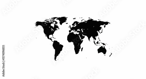 Silhouette Outline of World Globe Isolated on White Background