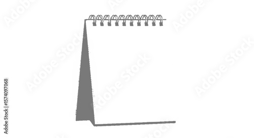 A simple, blank desk calendar with a spiral binding, isolated on white.