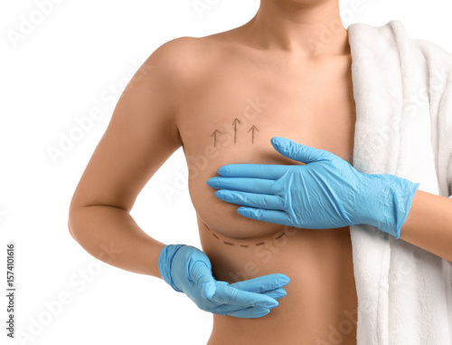 Naked young woman in medica...
