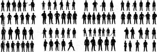 Silhouetted Workforce Construction Workers Representing Teamwork, Professionalism, and Diversity in Skilled Trades Labor Force Uniformity and Collective Effort