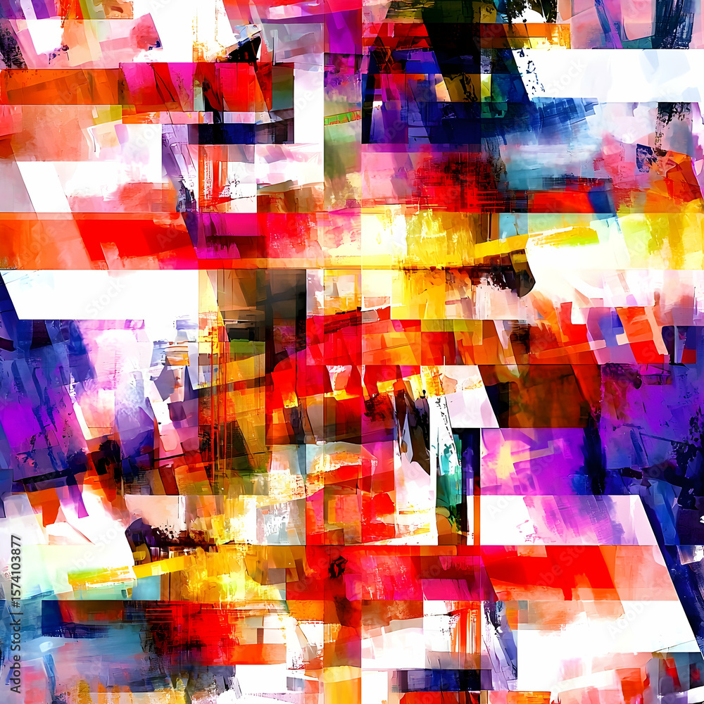 Obraz premium Abstract colorful geometric shapes. Background with dynamic patterns and vibrant colors. Possible use Print design, wallpaper