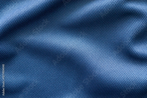 Fototapeta Naklejka Na Ścianę i Meble -  Blue sports clothing fabric football shirt jersey texture