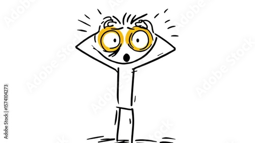 Manic stick figure with gaping mouth