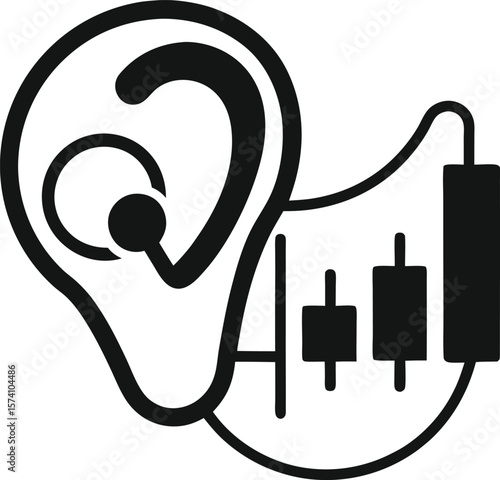 Ear with an audiometry test graph and an ear icon combination