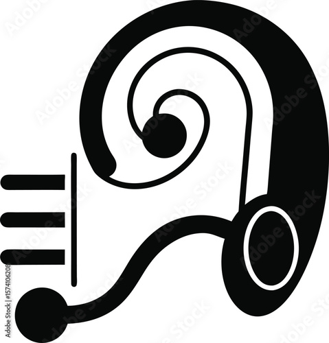 Ear with a music note and a volume slider control