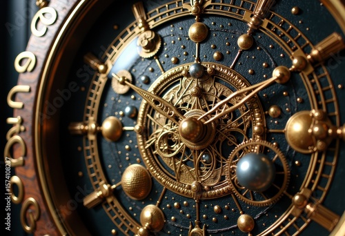 Wallpaper Mural Close-up of an intricate antique clock with detailed gears and golden accents Torontodigital.ca