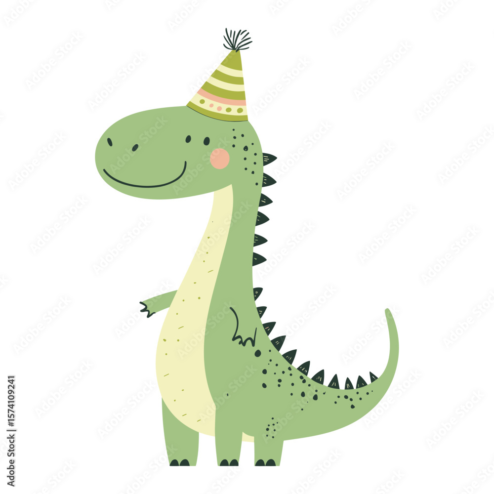 Obraz premium Dinosaur hat illustration birthday vector
