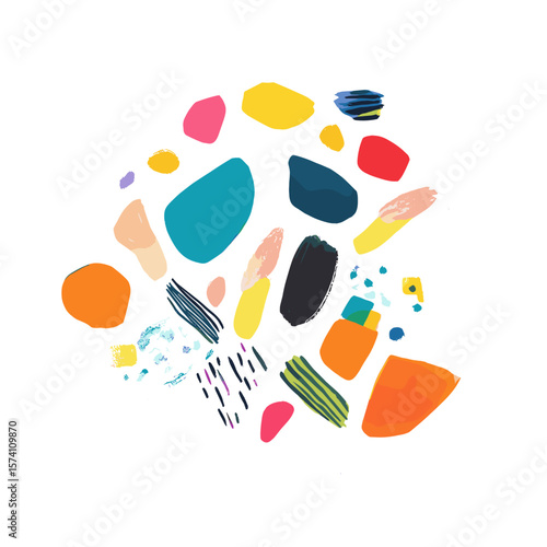 Cat illustration colorful shapes vector