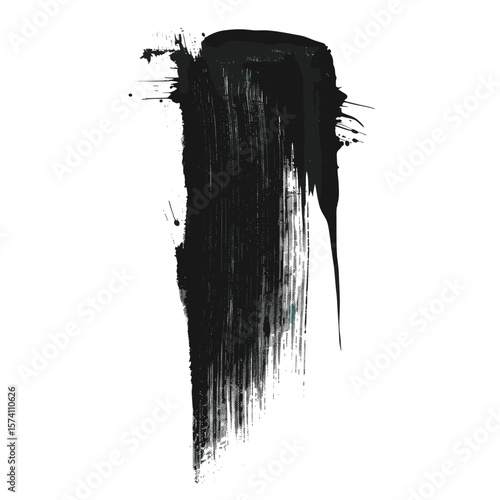 Vertical brush stroke silhouette black art vector