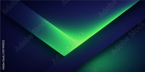 Modern green and blue geometric layered abstract background with smooth gradient shading for tech design

