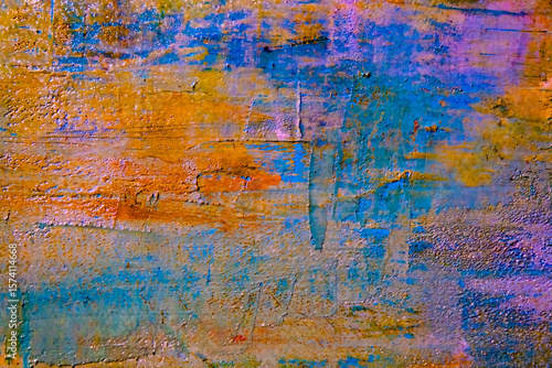 A vibrant and colourful oil and acrylic abstract painting on canvas