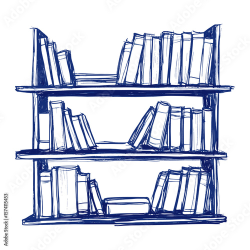 Outline of a Bookshelf drawing shelves bookshelf vector