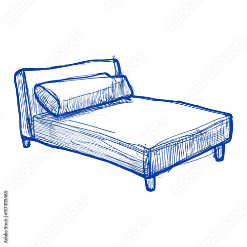 Outline of a Daybed drawing furniture sketch vector