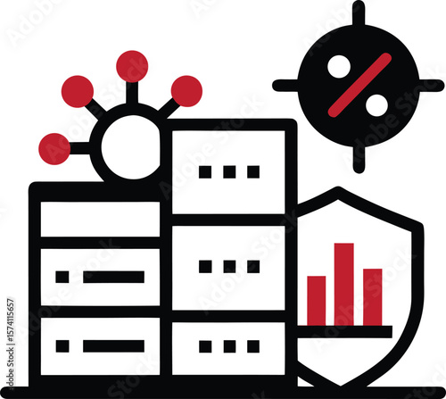 Epidemiology data center with chart pattern windows