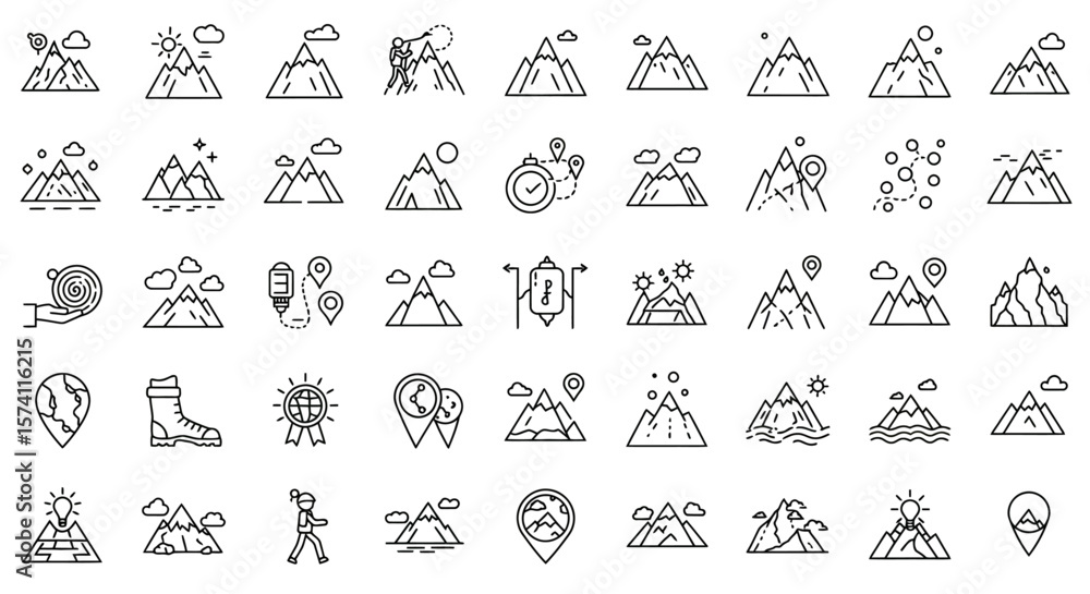 Fototapeta premium Mountain Icon Vector Collection