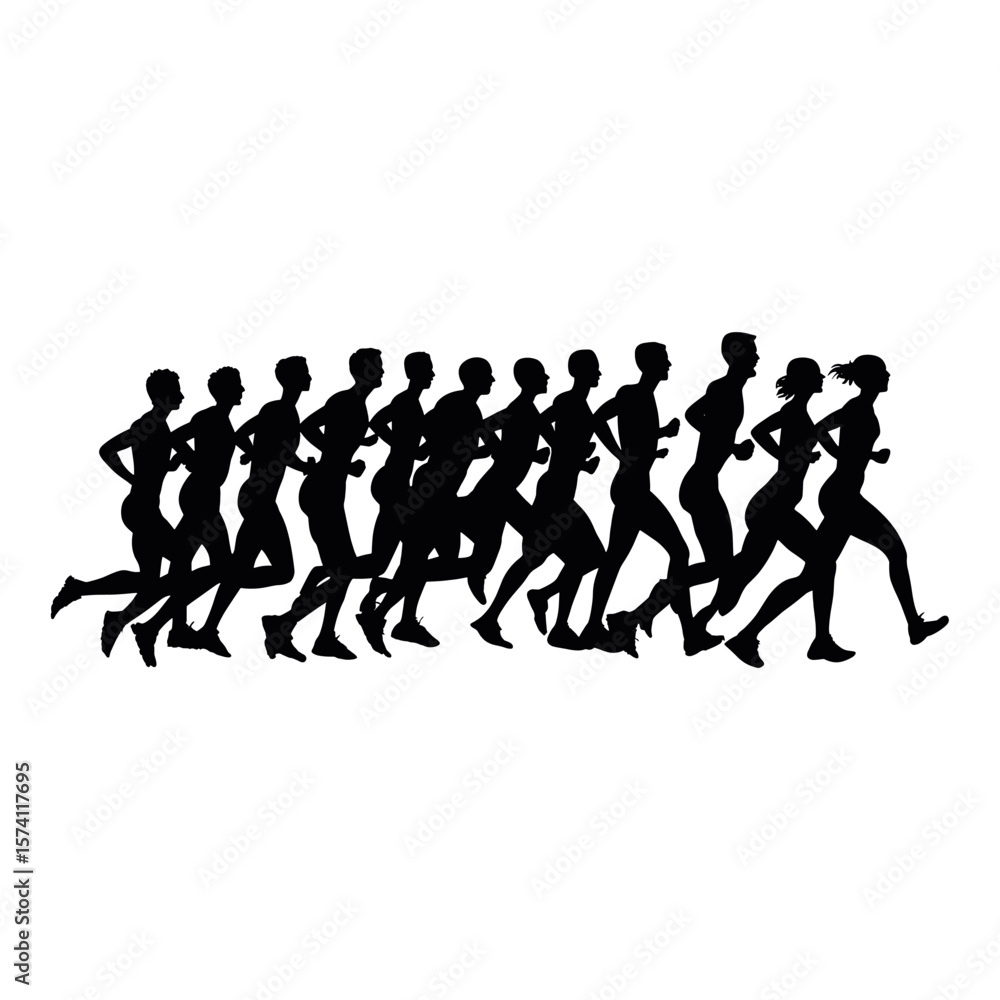 Crowd of people run silhouette person illustration vector Crowd of people run silhouette person illustration vector