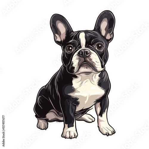 A dog sticker bulldog animal french vector