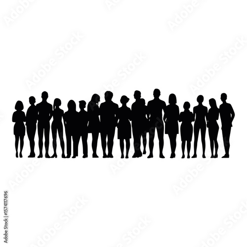 Crowd of people hey silhouette person illustration vector