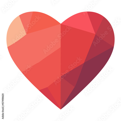 Carttoon heart icon valentine's geometric polygonal vector