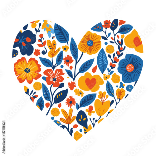 Carttoon heart icon pattern illustration botanical vector
