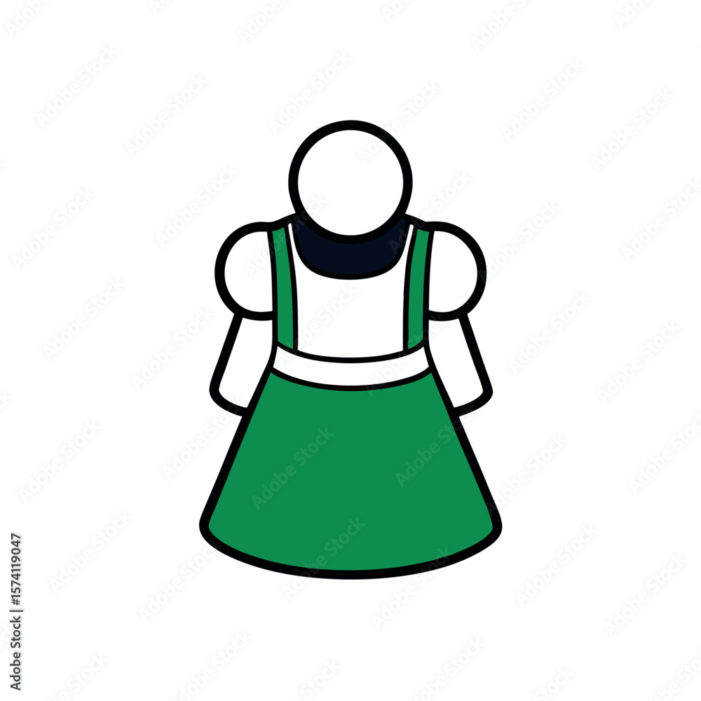 Obraz premium Miniature baby dirndl dress drawing for tradition themed art Line Art Vector Illustration