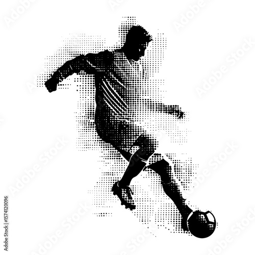 A simple full body human football halftone sports vector