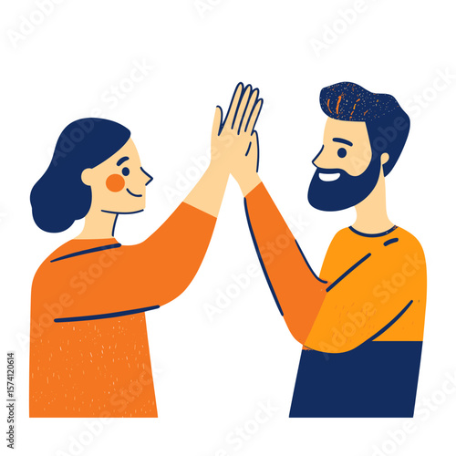 Giving a high-five illustration positive woman vector