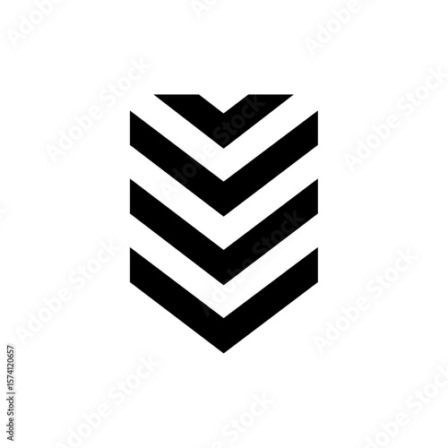 Minimalist black icon of an ID badge with downward arrow, symbolizing job loss, employee layoff, or demotion.
